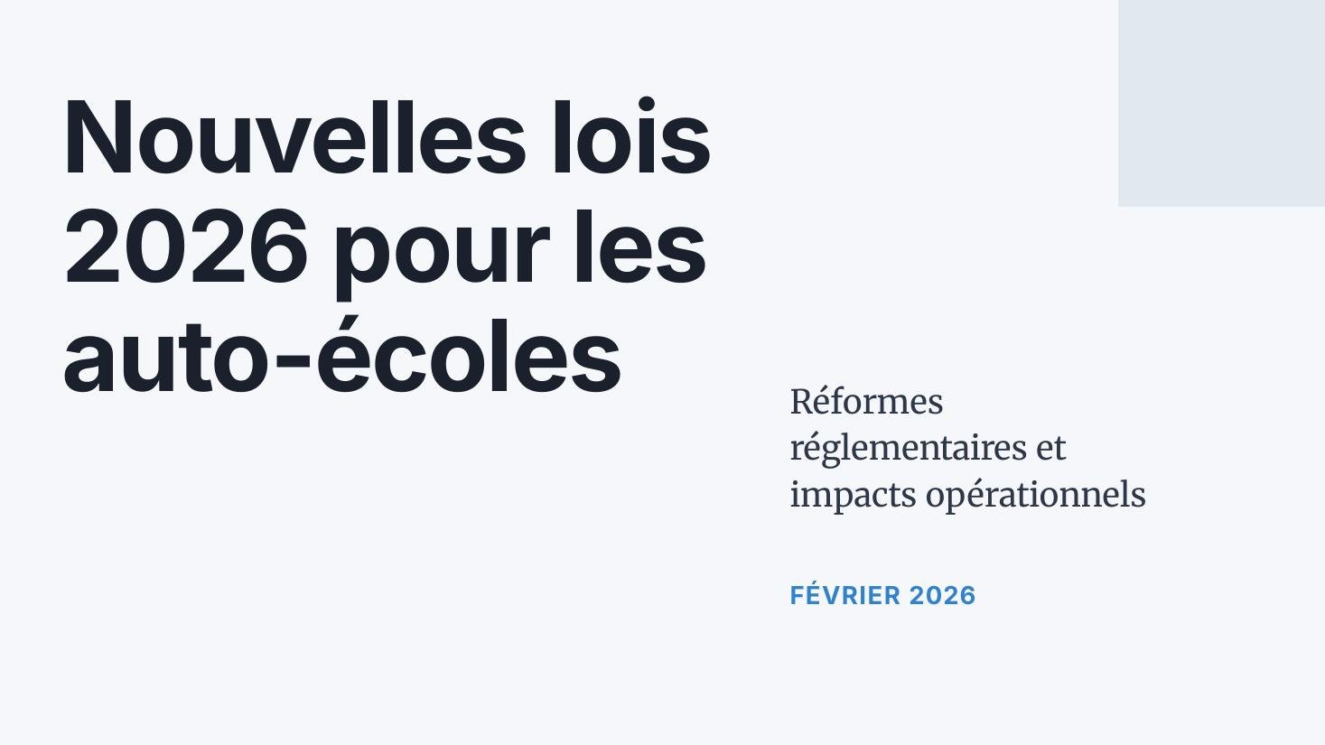 Aperçu du PDF Nouvelles lois 2026 pour les auto-écoles
